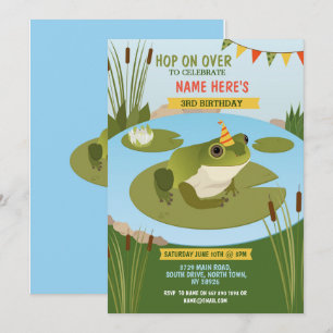 Invitation Fête de l'Anniversaire de la grenouille Aller à la
