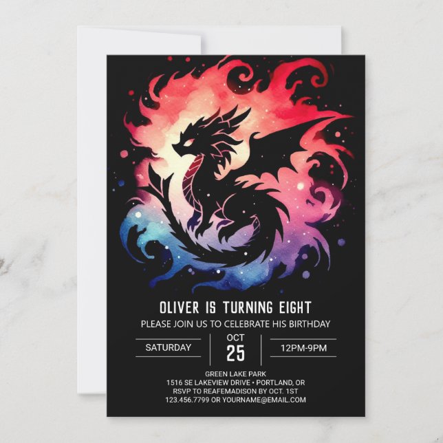 Invitation Fête de l'anniversaire de l'anniversaire du dragon (Devant)