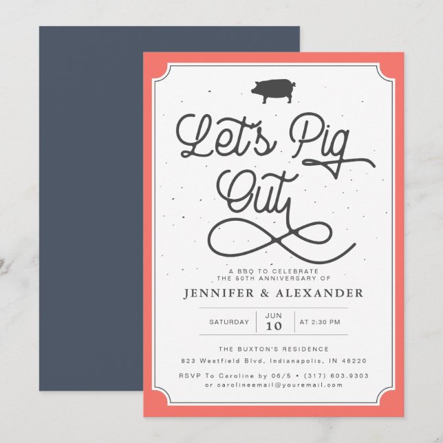 Invitation Fête de l'anniversaire du barbecue de la marine co (Devant / Derrière)