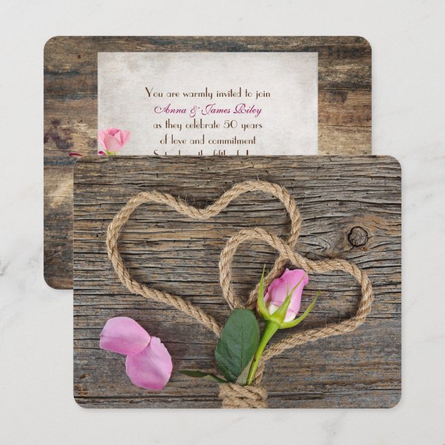 Invitation Fête de l'anniversaire du mariage (Devant / Derrière)