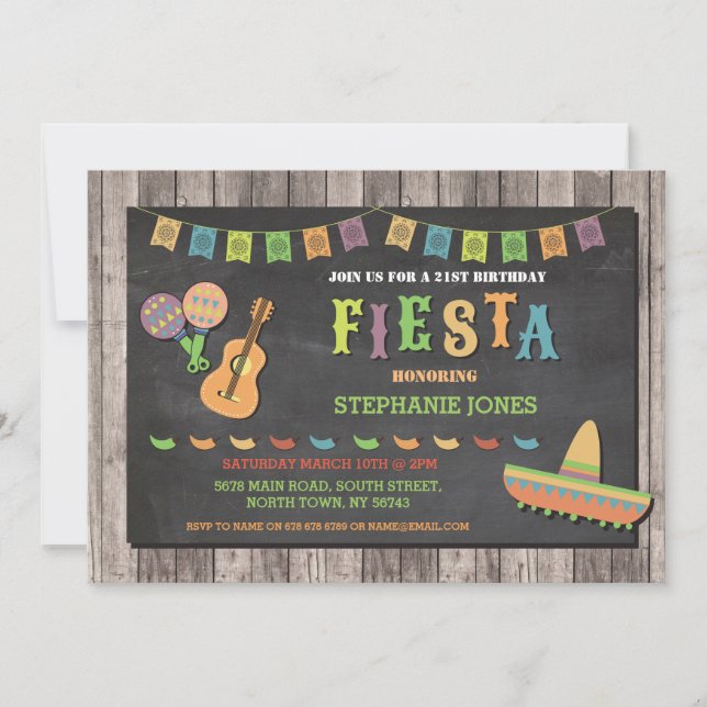 Invitation Fête de l'Anniversaire du Mexique Parti Casquette  (Devant)