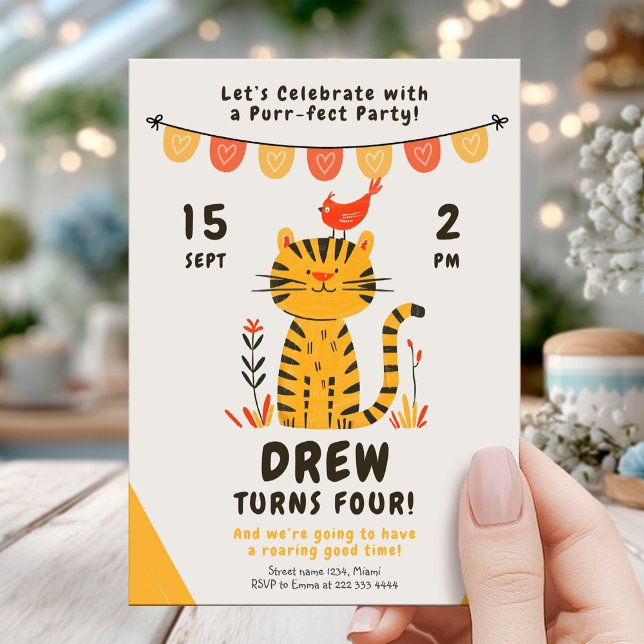 Invitation Fête de l'anniversaire du tigre joyeux (Créateur téléchargé)