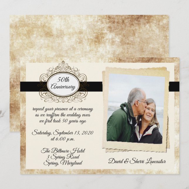 Invitation Fête de l'anniversaire Vintage (Devant / Derrière)