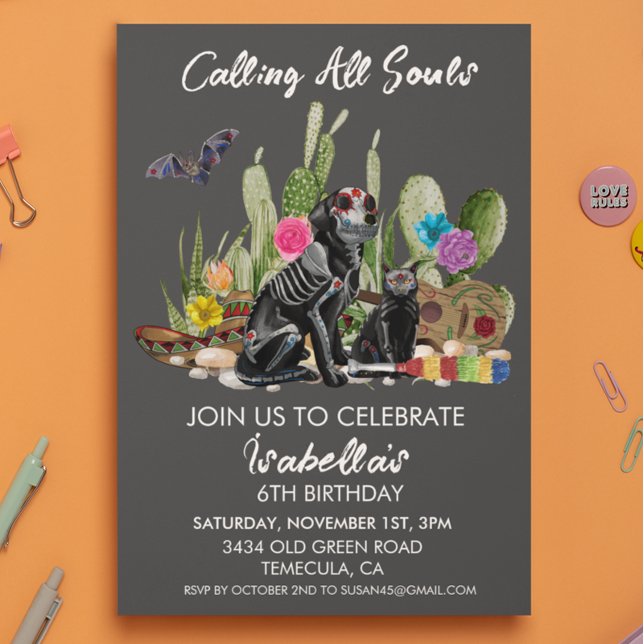 Invitation Fête de l'aquarelle du Jour des morts (Créateur téléchargé)