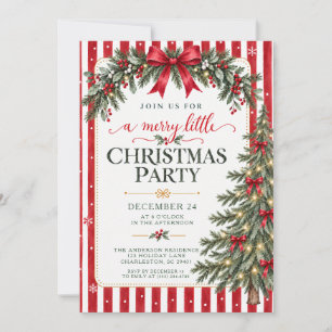 Invitation Fête de l'arbre de Noël au ruban rouge