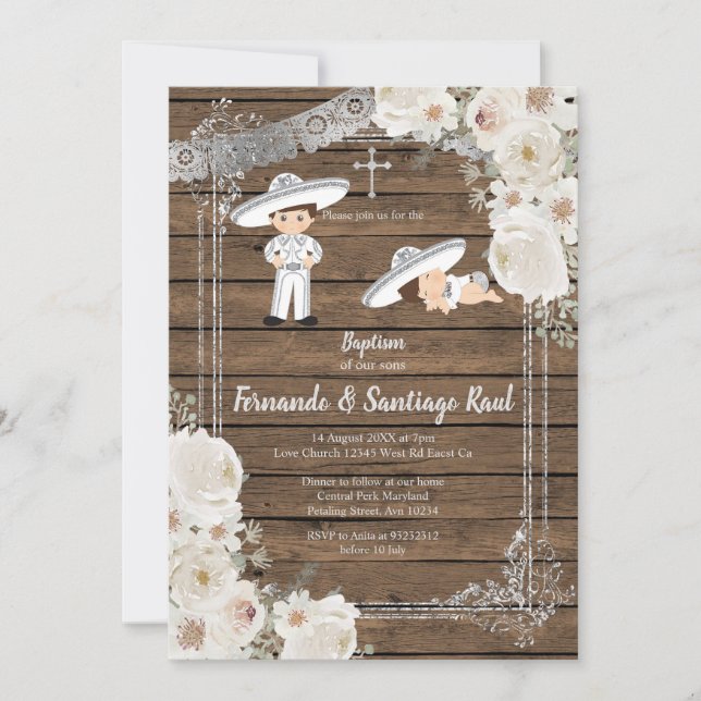 Invitation Fête de l'Argent frère Baptême garçon anniversaire (Devant)