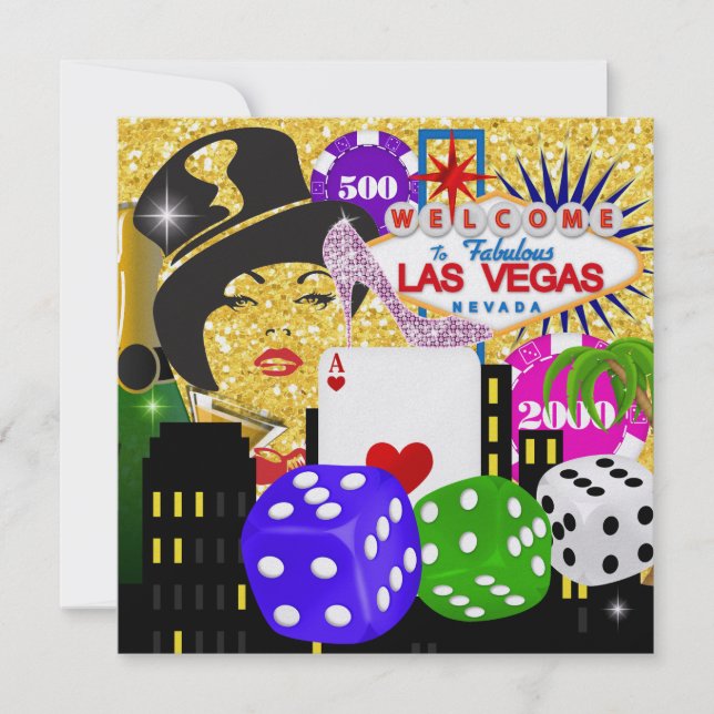 Invitation Fête de Las Vegas - Casino / Poker - SRF (Devant)