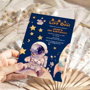 Invitation Fête de l'astronaute Cosmos Star Blue Space