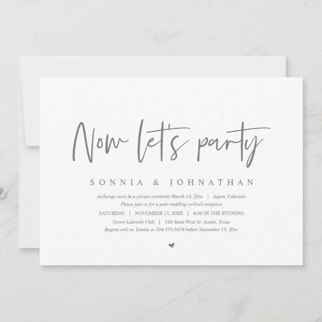 Invitation Fête de l'Elopement mariage, Faisons la fête (Devant)