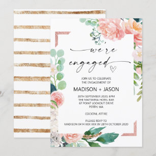 Invitation Fête de l'engagement Pink Floral