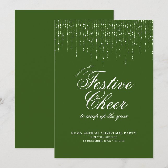 Invitation Fête de l'entreprise Green White (Devant / Derrière)