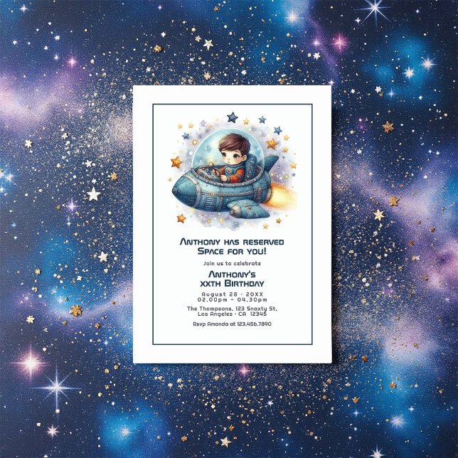 Invitation Fête de l'espace hors du monde (Out-of-This-World Celebration Space Birthday Party Invitation)