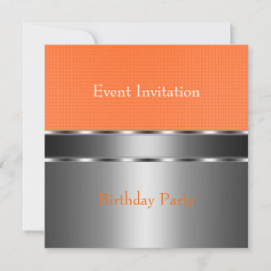 Invitation Fête de l'événement Silver Orange Check