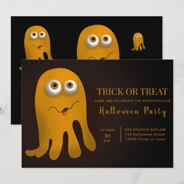 Invitation Fête De L'Halloween (Devant / Derrière)