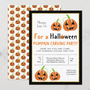 Invitation Fête de l'Halloween de la sculpture citrouille