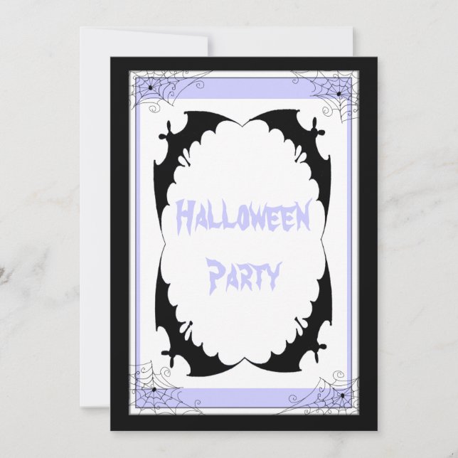 Invitation Fête de l'Halloween des chauves-souris noires géan (Devant)