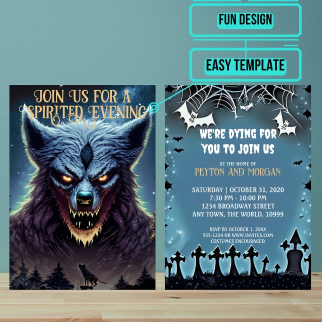 Invitation Fête de l'Halloween effrayant Werewolf (Use these awesome invitations to get your guest in the mood right away. )
