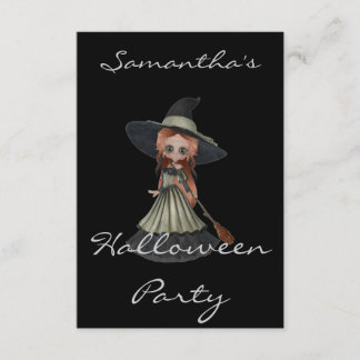Invitation "Fête de l'Halloween" - Sorcière à Haired