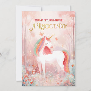 Invitation Fête de licorne de conte de fées
