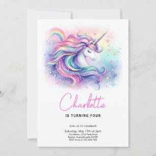 Invitation Fête de Licorne Magique Anniversaire Tout Âge
