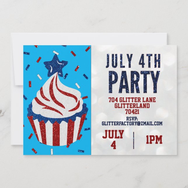 Invitation Fête de l'Indépendance 4 juillet Parties scintilla (Dos)