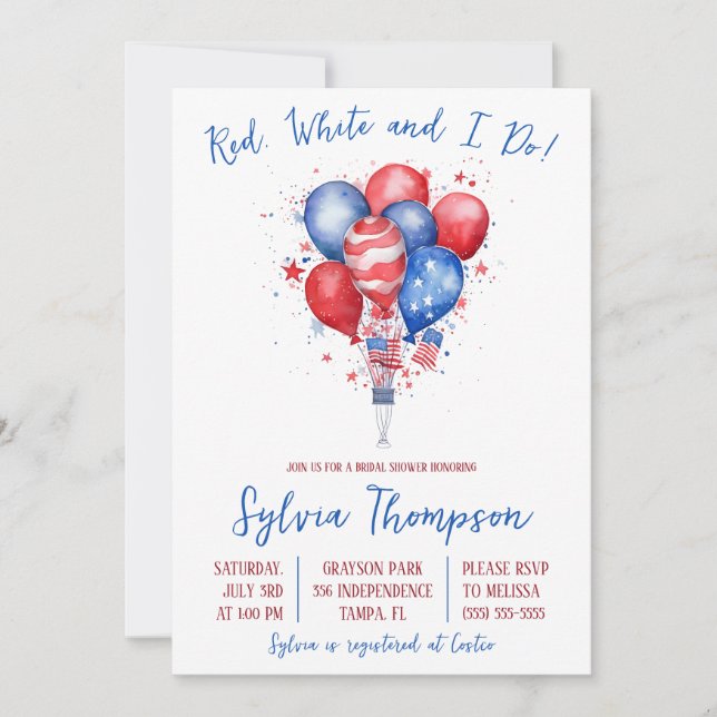 Invitation Fête de l'Indépendance, Ballons, Fête des mariées (Devant)