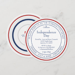 Invitation Fête de l'Indépendance minimaliste Rouge, Blanc et