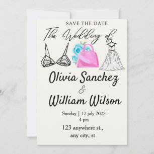 Invitation Fête de lingerie avec robe de mariage 