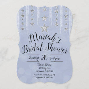 Invitation Fête de l'mariée Bébé Blue & Silver Parties scinti