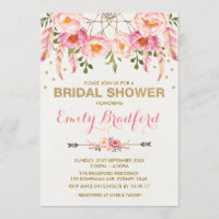 Fête de l'mariée Boho Pink Gold Floral Dreamcatche
