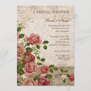 Invitation Fête de l'mariée - Carte Vintage Rose T