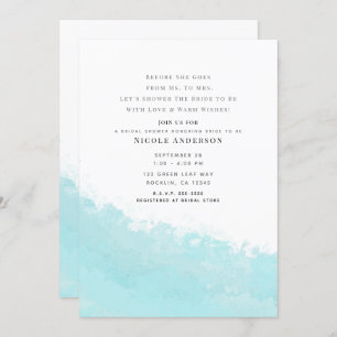 Invitation Fête de l'mariée Cool Aqua Blue Wave Splash Beach