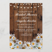Fête de l'mariée Daisy Wood Rustic Floral Invitati