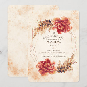 Invitation Fête de l'mariée d'aquarelle florale d'épices d'au