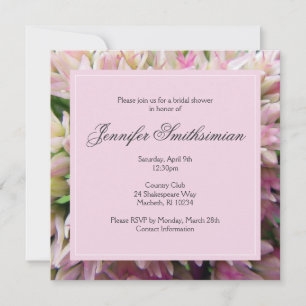 Invitation Fête de l'mariée de bouquet rose en gris fusain