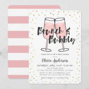 Invitation Fête de l'mariée de champagne rose Brunch & Bubbly