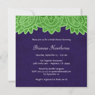 Invitation Fête de l'mariée de dentelle Vintage Lime Green Pu