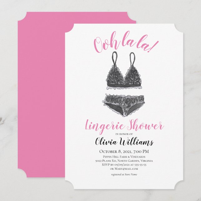 Invitation Fête de l'mariée de douche Lingerie couleur aquare (Devant / Derrière)