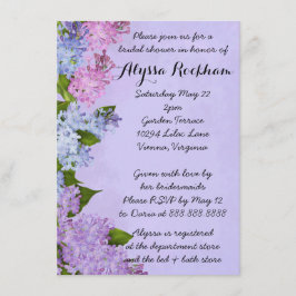 Invitation Fête de l'mariée de fleurs Lilac du jardin pourpre