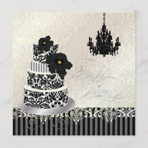 Invitation Fête de l'mariée de gâteau Mariage noir+blanc PixD