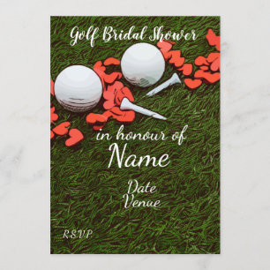 Invitation Fête de l'mariée de golf avec balle de golf et coe