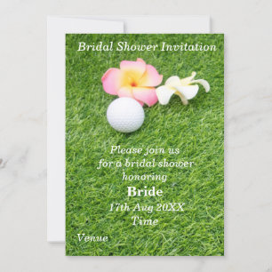 Invitation Fête de l'mariée de golf avec boule et fleur en ve
