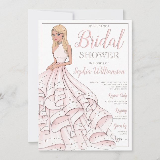 Invitation Fête de l'mariée de la mariée Parties scintillant  (Devant)