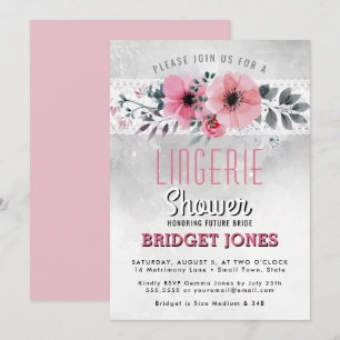 Invitation Fête de l'mariée de lingerie Dentelle florale coul