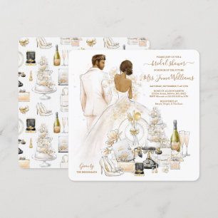 Invitation Fête de l'mariée de mariée noire Magnolia d'or
