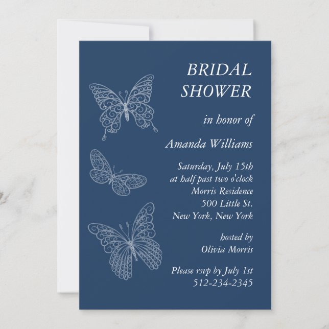 Invitation Fête de l'mariée de papillons de Filigree (turquoi (Devant)