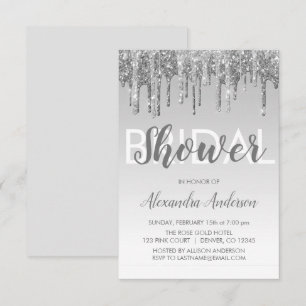 Invitation Fête de l'mariée de Parties scintillant Silver Spa