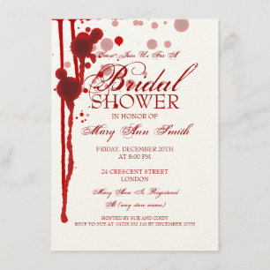 Invitation Fête de l'mariée de Vampire Halloween Rouge faux s