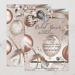 Invitation Fête de l'mariée des ballons Rose Gold Pink Partie