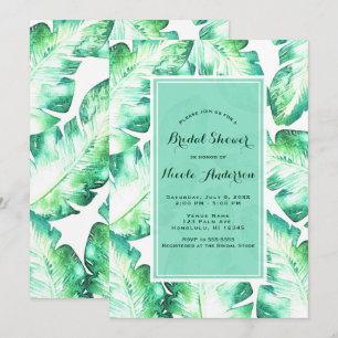 Invitation Fête de l'mariée des Feuilles tropicaux Beachy Whi